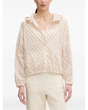 Guess Patterned Hooded Jacket - Natural