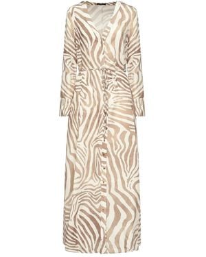 Marciano Maxi Zebra-Print Button-Front Dress - Natural