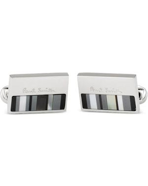 Paul Smith Logo-Engraved Cufflink - White
