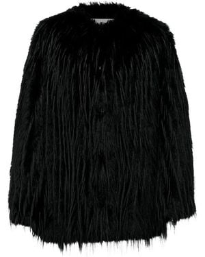 Loulou de Saison Faux-Fur Collarless Coat - Black