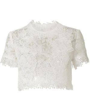 Carolina Herrera Hydrangea Lace Cropped Top - White