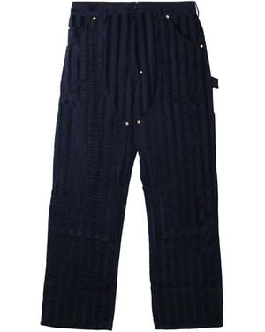 4SDESIGNS Striped Utility Pants - Blue