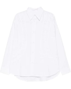 SAGE NATION Camisa Fossil Oversize Con Panel Fruncido - Blanco