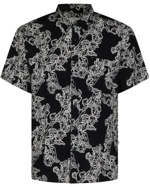 NN07 Deo Floral-Print Short-Sleeve Shirt - Black