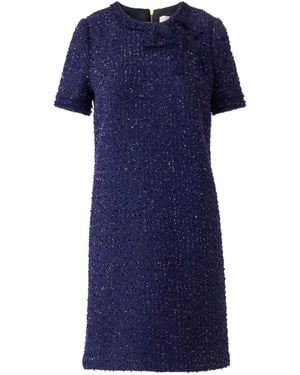 Carolina Herrera ツイード ミディドレス - ブルー