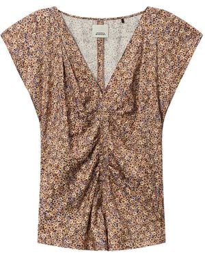 Isabel Marant Ruffled Lonea Top - Brown