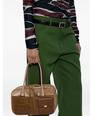 Marni Croc-Effect Paneled Leather Tote Bag - Green