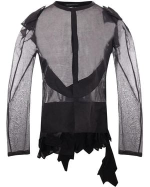 Yohji Yamamoto Asymmetrisches Organza-Oberteil - Schwarz