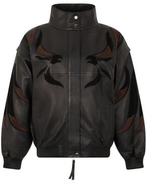 P.A.R.O.S.H. Eagle-Patch Leather Jacket - Black