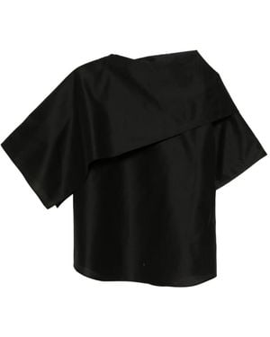 JNBY Scarf-Collar Short-Sleeves Top - Black