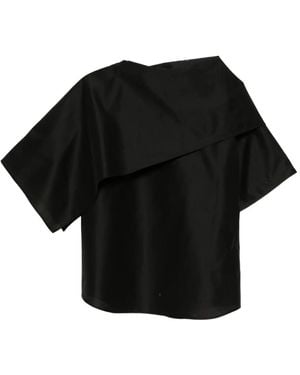 JNBY Scarf-Collar Short-Sleeves Top - Black