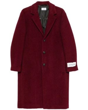 AMISH Single-Breasted Logo-Patch Coat - Red