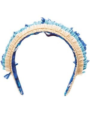 La DoubleJ Layered Raffia Fringe Halo Hairband - Blue