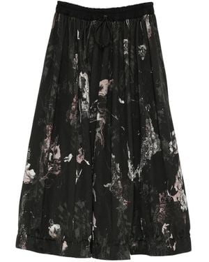 Yohji Yamamoto Falda Con Motivo Abstracto - Negro