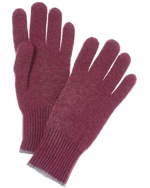 Brunello Cucinelli Ribbed-Cuff Knit Gloves - Purple
