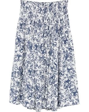 Maje Gesmokter Midirock mit Früchte-Print - Blau