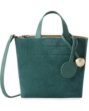 Furla Bolso Shopper De Cuero Con Paneles De Ante - Verde