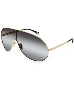 Chloé Gradient-Lens Pilot-Frame Sunglasses - Metallic