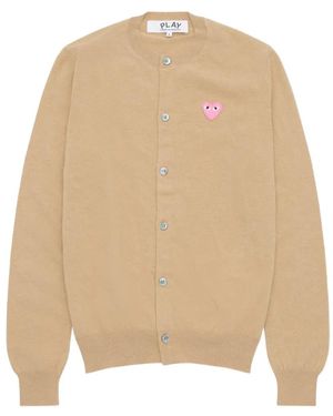 COMME DES GARÇONS PLAY Heart-Patch Round-Neck Cardigan - Natural
