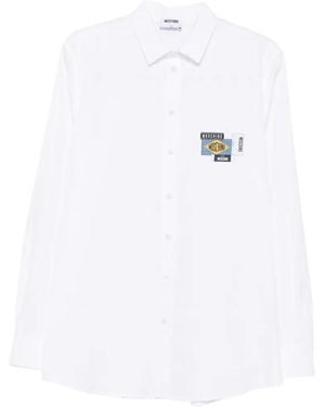 Moschino Logo-Patch Button-Down Shirt - White