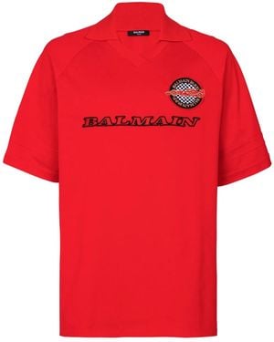 Balmain Polo Con Applicazione - Rosso