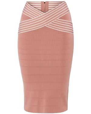Elisabetta Franchi Knit Fabric Skirt With Striped Bands - Pink