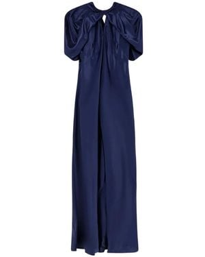 Alberta Ferretti Draped Back-Tie Maxi Dress - Blue