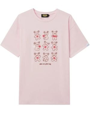 Mini Cream Graphic-Print T-Shirt - Pink