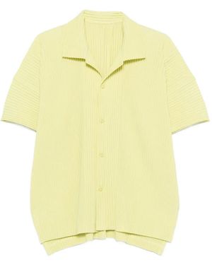 Homme Plissé Issey Miyake Pleated-Design Short-Sleeved Shirt - Yellow