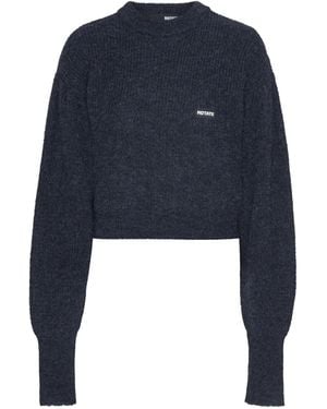 ROTATE BIRGER CHRISTENSEN Cuffed-Sleeve Crewneck Jumper - Blue