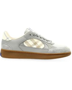 Burberry Zapatillas Con Panel Check - Blanco