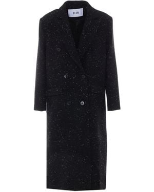 ELEH Double-Breasted Flecked Coat - Black