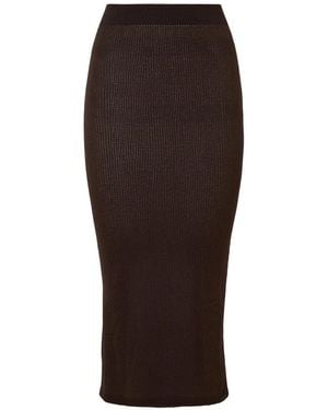 Wolford Seamless Micro-Mesh Fitted Midi Skirt - Brown