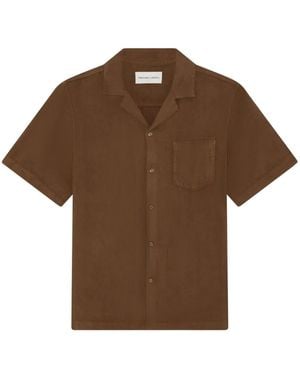 Frescobol Carioca Angelo Slub-Texture Camp-Collar Shirt - Brown