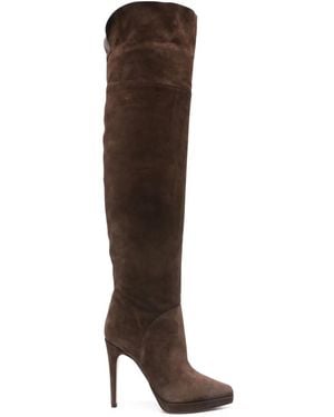 Casadei 100Mm Suede Stiletto Knee-High Boots - Brown