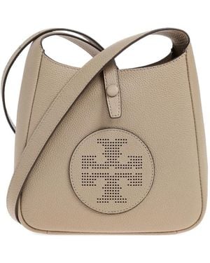 Tory Burch Miller Swing Perforated-Logo Cross Body Bag - Natural