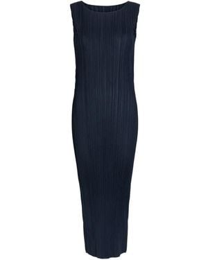 Issey Miyake Pleated Sleeveless Maxi Dress - Blue