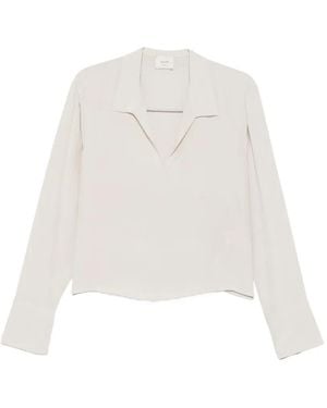 Alysi Spread-Collar Long-Sleeve Blouse - White