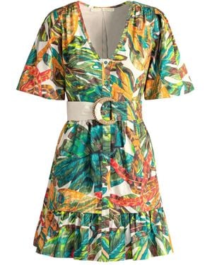 Marie Oliver Gwyneth Leaf-Printed Mini Dress - Green