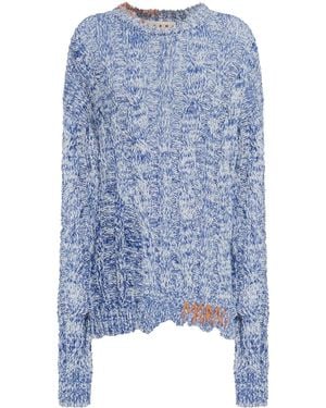 Marni Distressed Marl-Knit Jumper - Blue