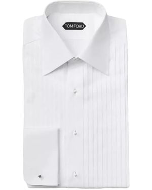 Tom Ford Pleated Pointed-Collar Shirt - White