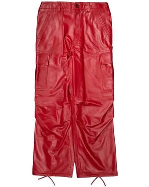 Ambush Leather Cargo Trousers - Red
