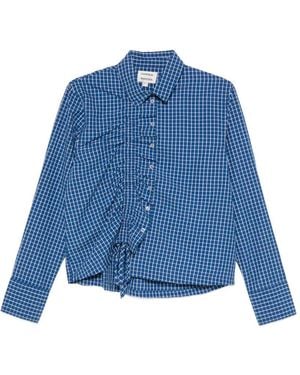 Damson Madder Talia Ruched Shirt Check - Blue