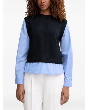 Morgan Crystal-Embellished Cable-Knit Jumper Vest - Blue