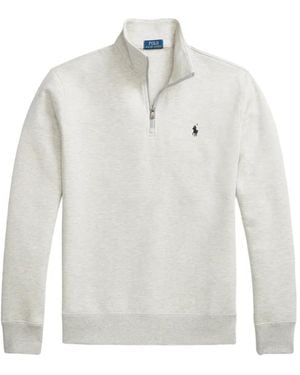 Polo Ralph Lauren Quarter-Zip Logo-Embroidered Sweater - White