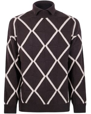 Emporio Armani アーガイル セーター - ブラック