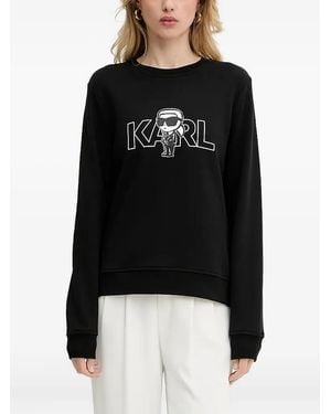 Karl Lagerfeld Logo-Print Cotton Sweatshirt - Black