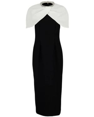 Roland Mouret Embellished Shawl-Overlay Midi Dress - Black