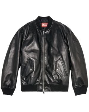 DIESEL L-Pritts Zip-Up Padded Leather Jacket - Black