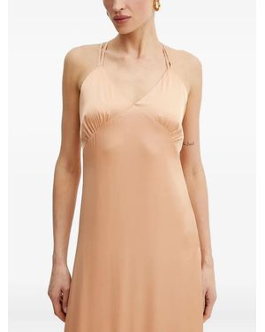 Silvian Heach Cross-Back Tiered Maxi Dress - Natural